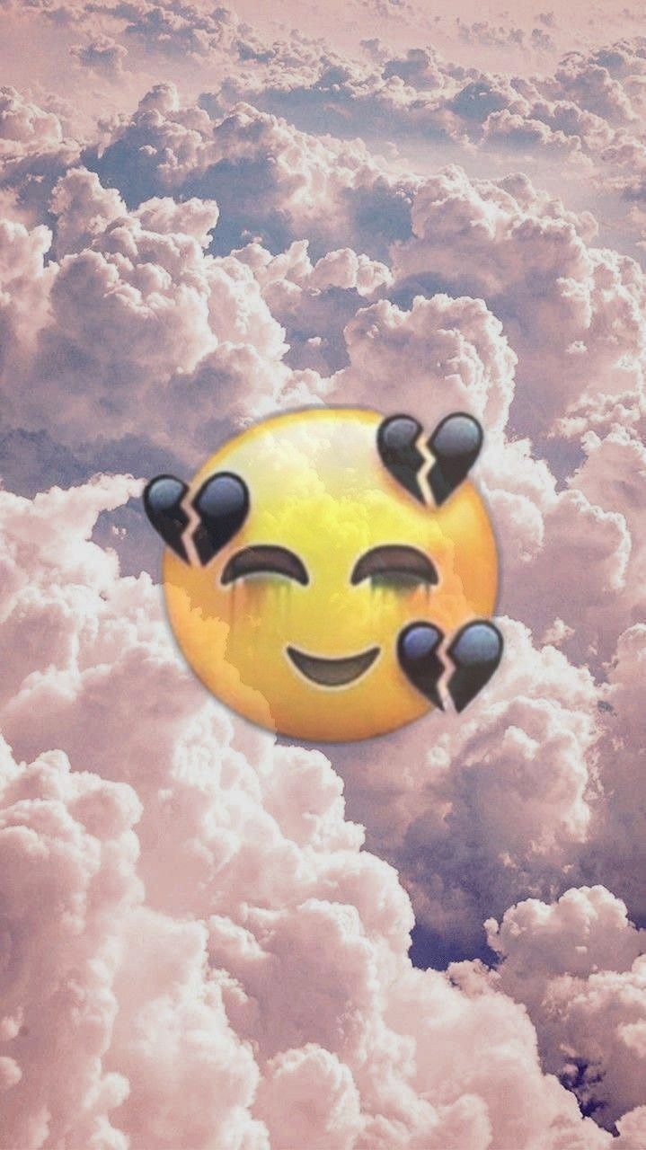 emoji wallpaper for iphone,sky,animated cartoon,cartoon,yellow,cloud