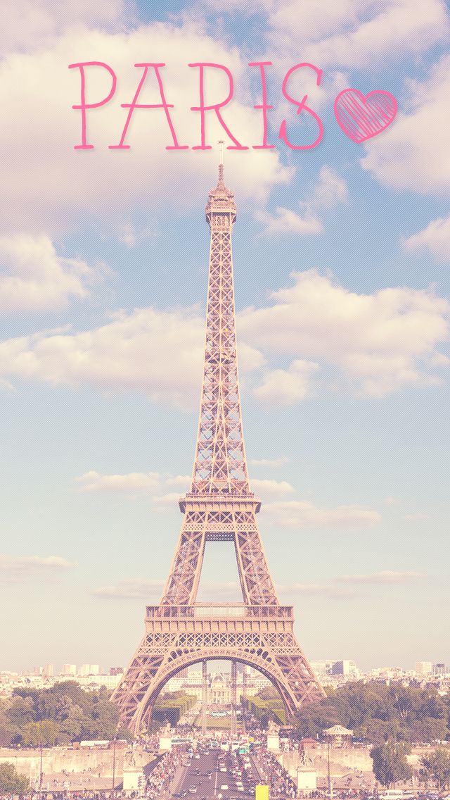 パリ壁紙かわいい タワー 空 ピンク フォント 建築 Wallpaperuse