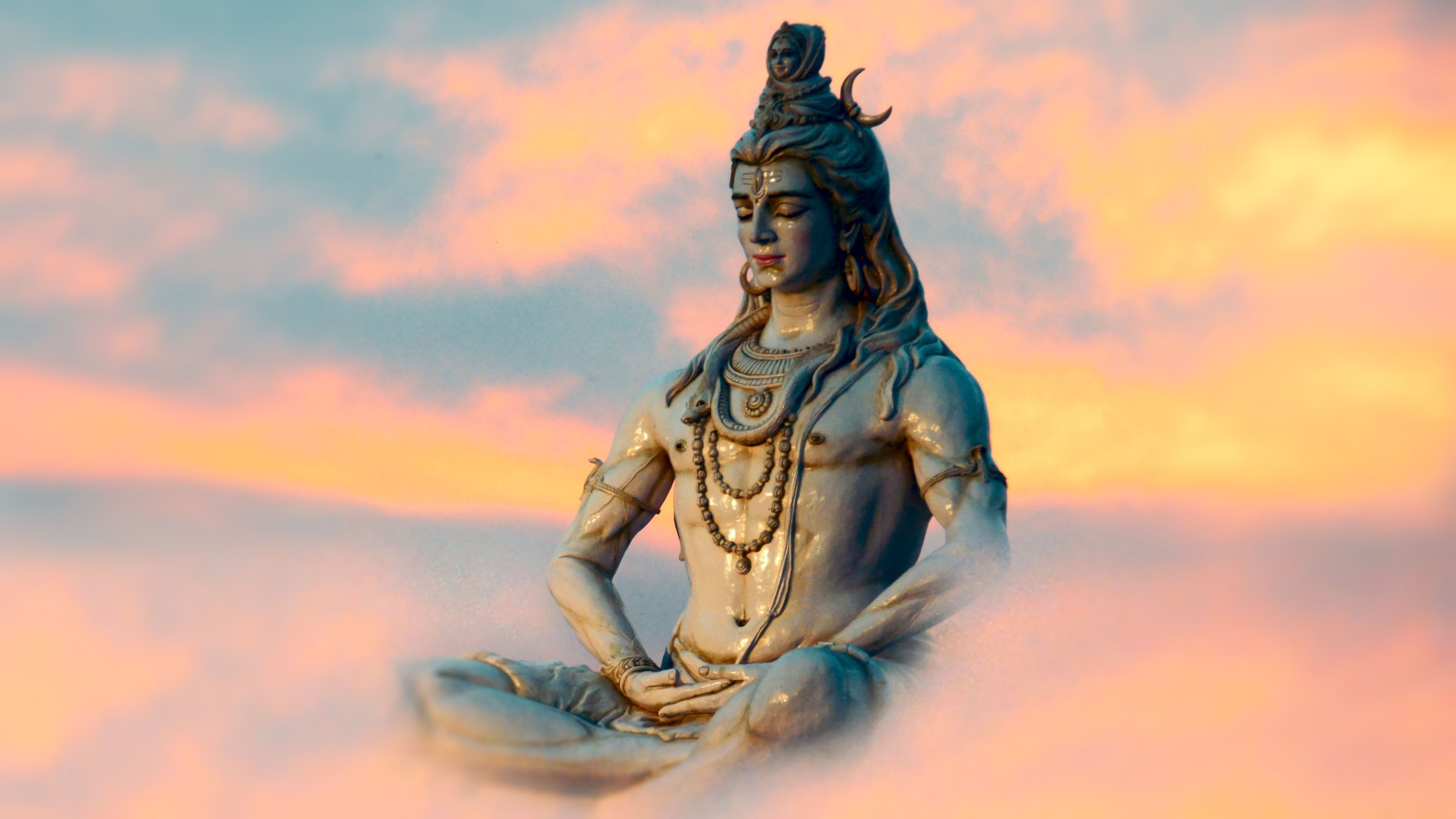 siva wallpaper,sky,meditation,mythology,statue,cg artwork