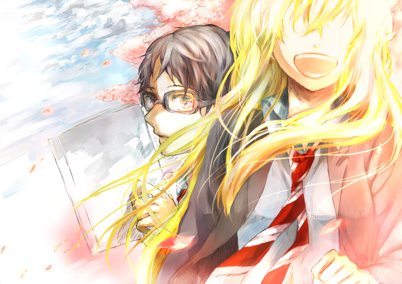 your lie in april wallpaper,cartoon,anime,cg artwork,illustration,long hair