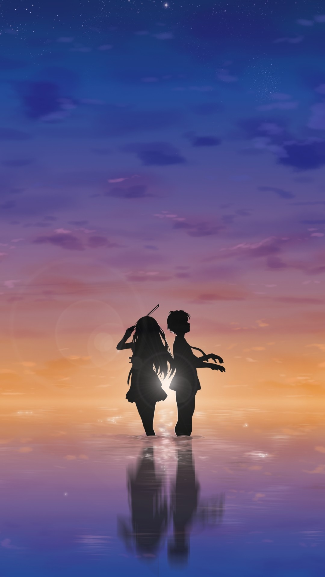 your lie in april wallpaper,sky,bird,calm,cloud,flightless bird