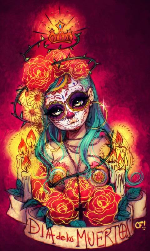 fond d'écran dia de los muertos,illustration,pitre,art,crâne,police de caractère