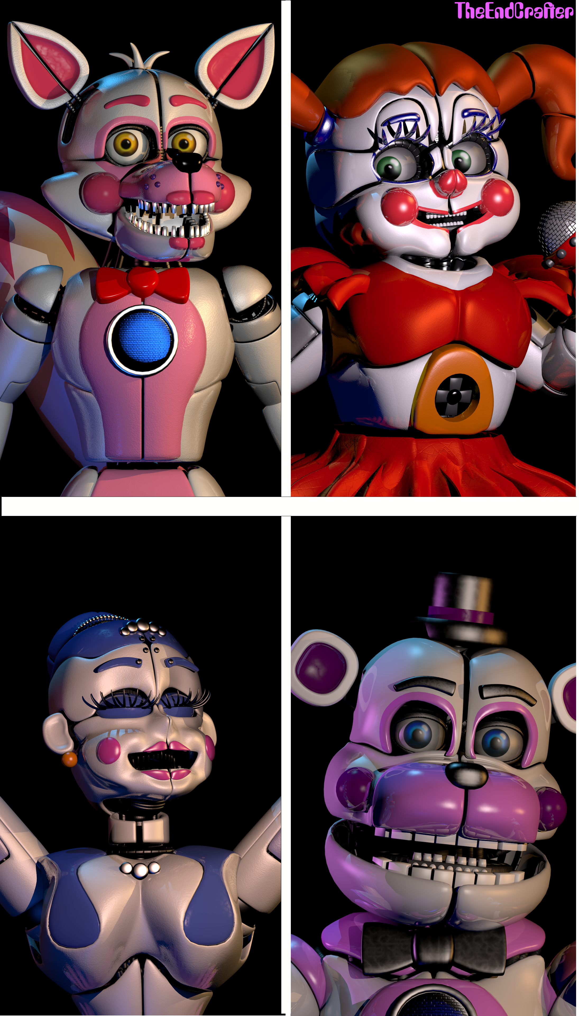 fnaf sister location wallpaper,head,toy,animation,action figure,fictional character