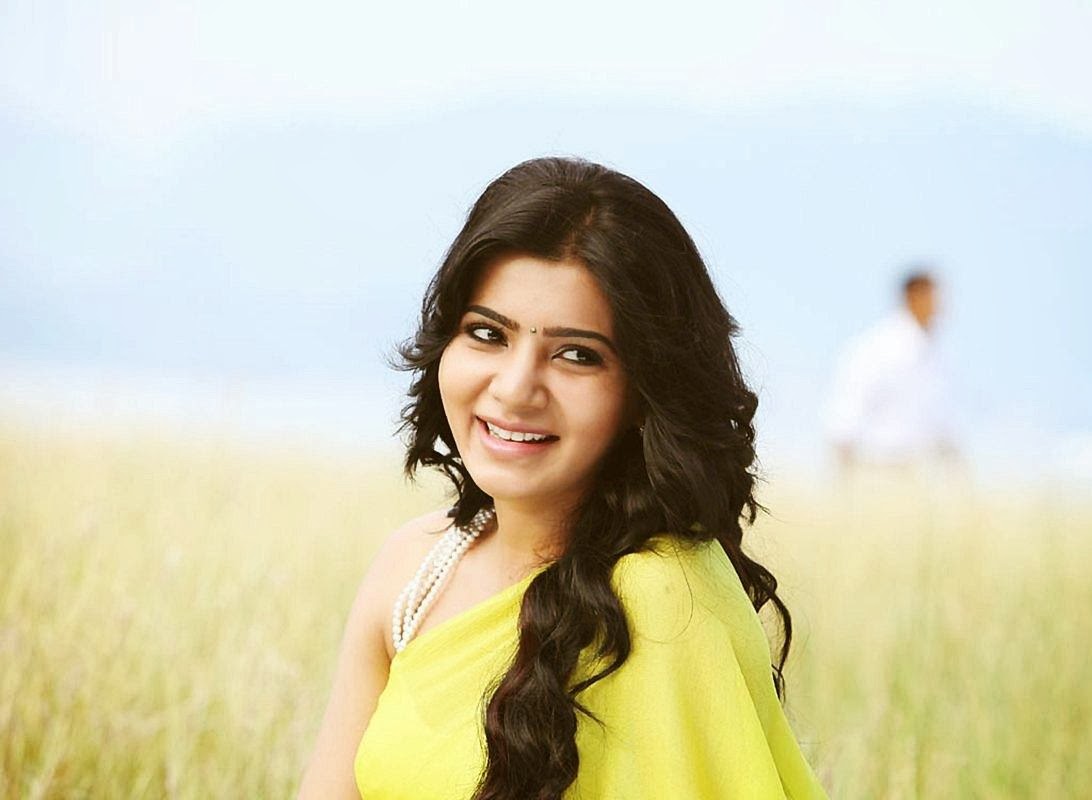samantha ruth prabhu hd wallpaper,haar,lächeln,frisur,schönheit,gelb