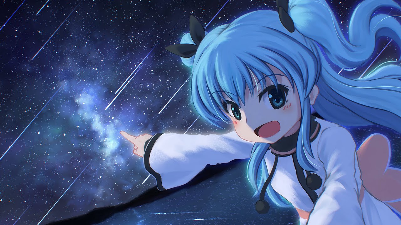 nightcore wallpaper,cartoon,anime,sky,cg artwork,space