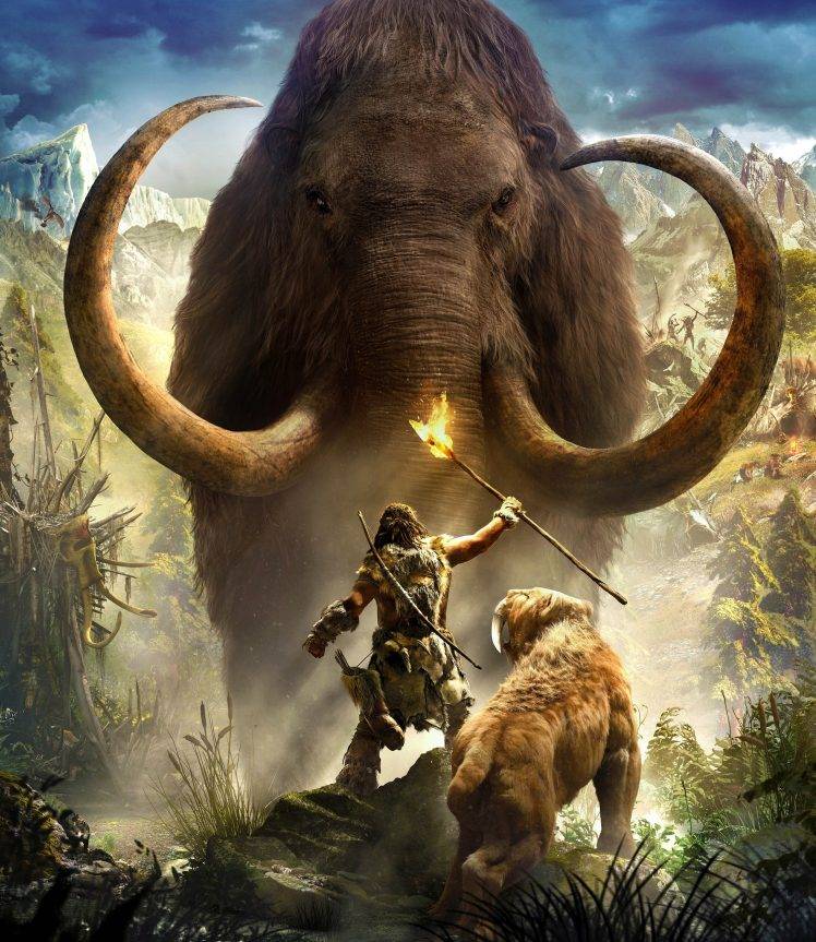 far cry primal wallpaper,mammoth,elephants and mammoths,terrestrial animal,wildlife,elephant