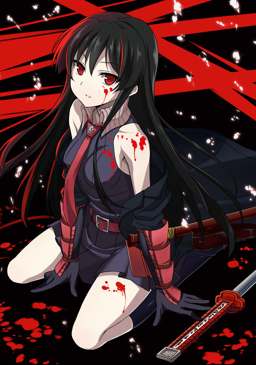 akame wallpaper,cartoon,anime,black hair,cg artwork,hime cut