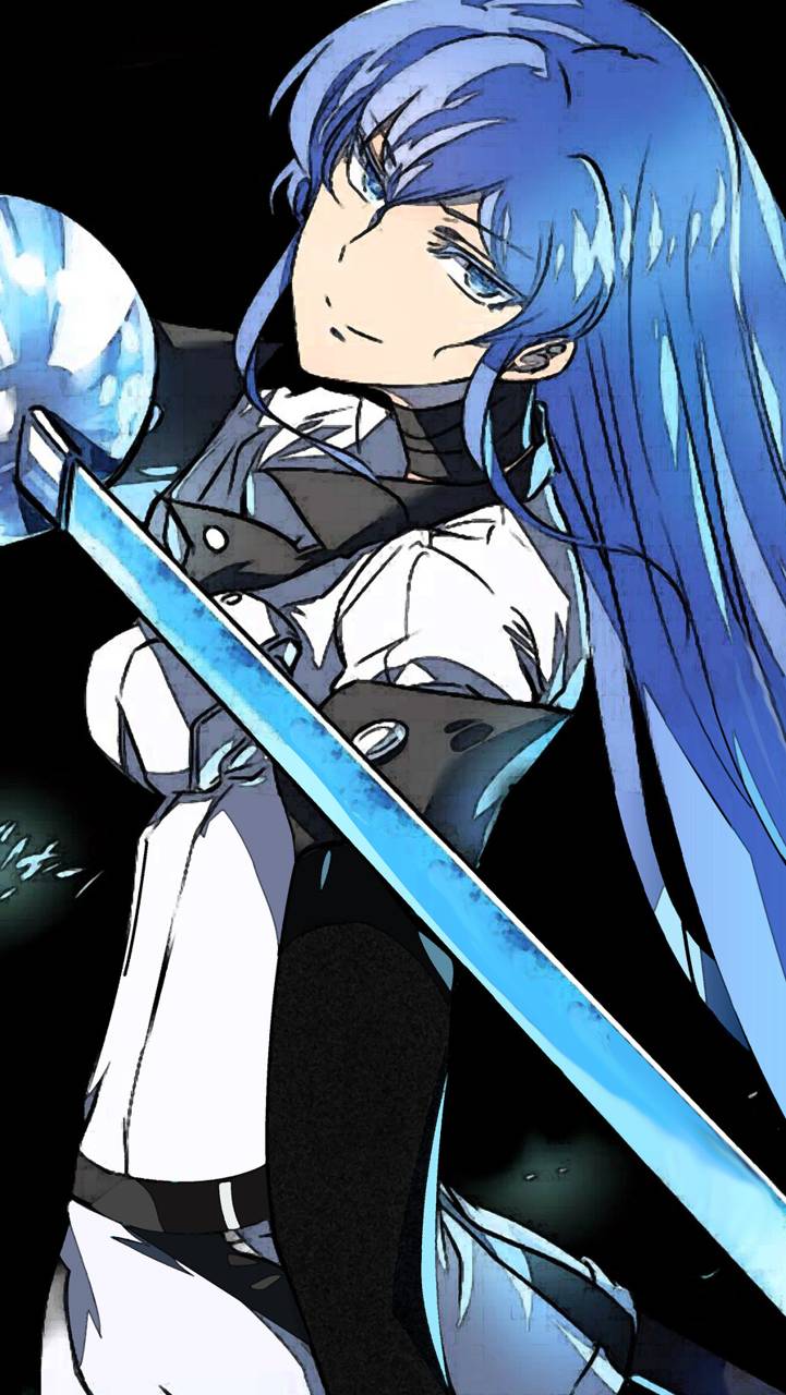 fond d'écran esdeath,dessin animé,anime,oeuvre de cg,cheveux noirs,personnage fictif