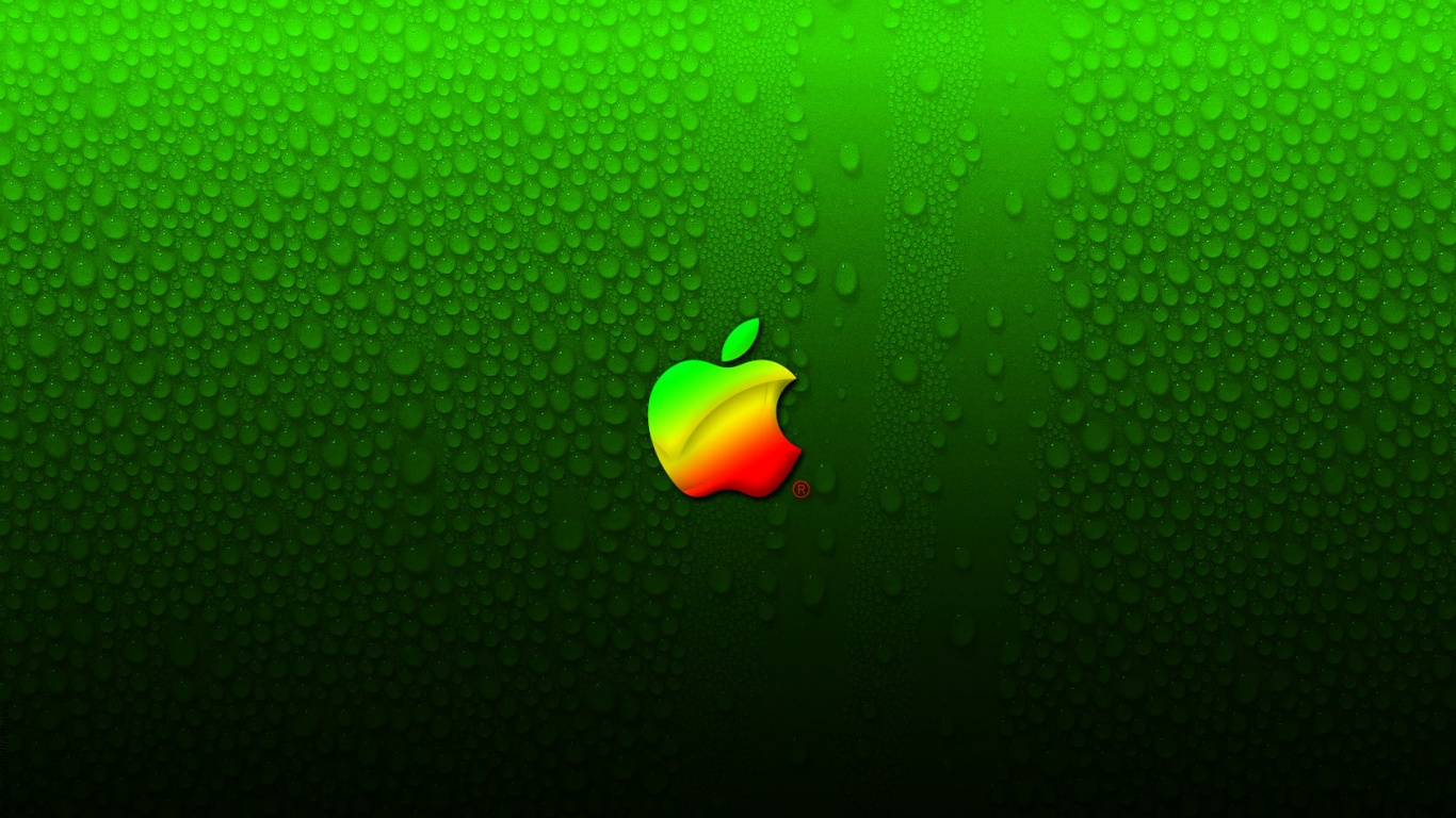 apple wallpaper full hd,green,macro photography,colorfulness,font,technology