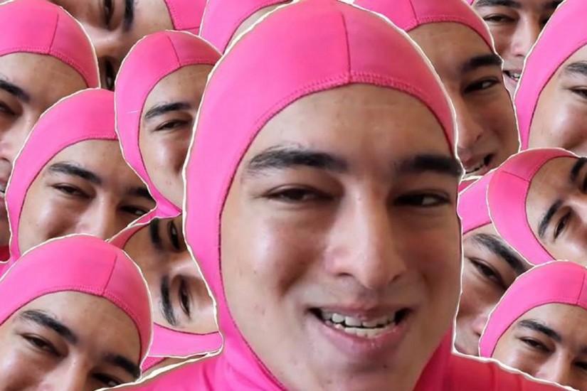 pink guy wallpaper,facial expression,people,pink,skin,selfie
