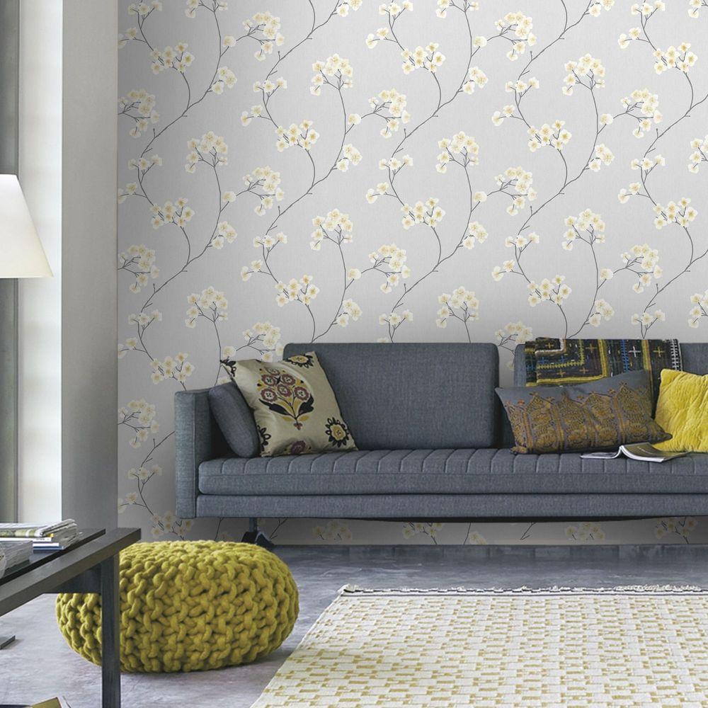 grey wallpaper living room,wallpaper,wall,furniture,yellow,living room