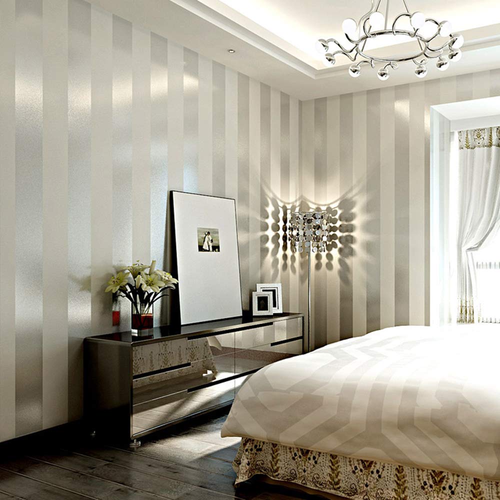 Lxpagtz Simple Modern Nonwoven Wallpaper Bedroom Living Grey Striped Wallpaper Living Room