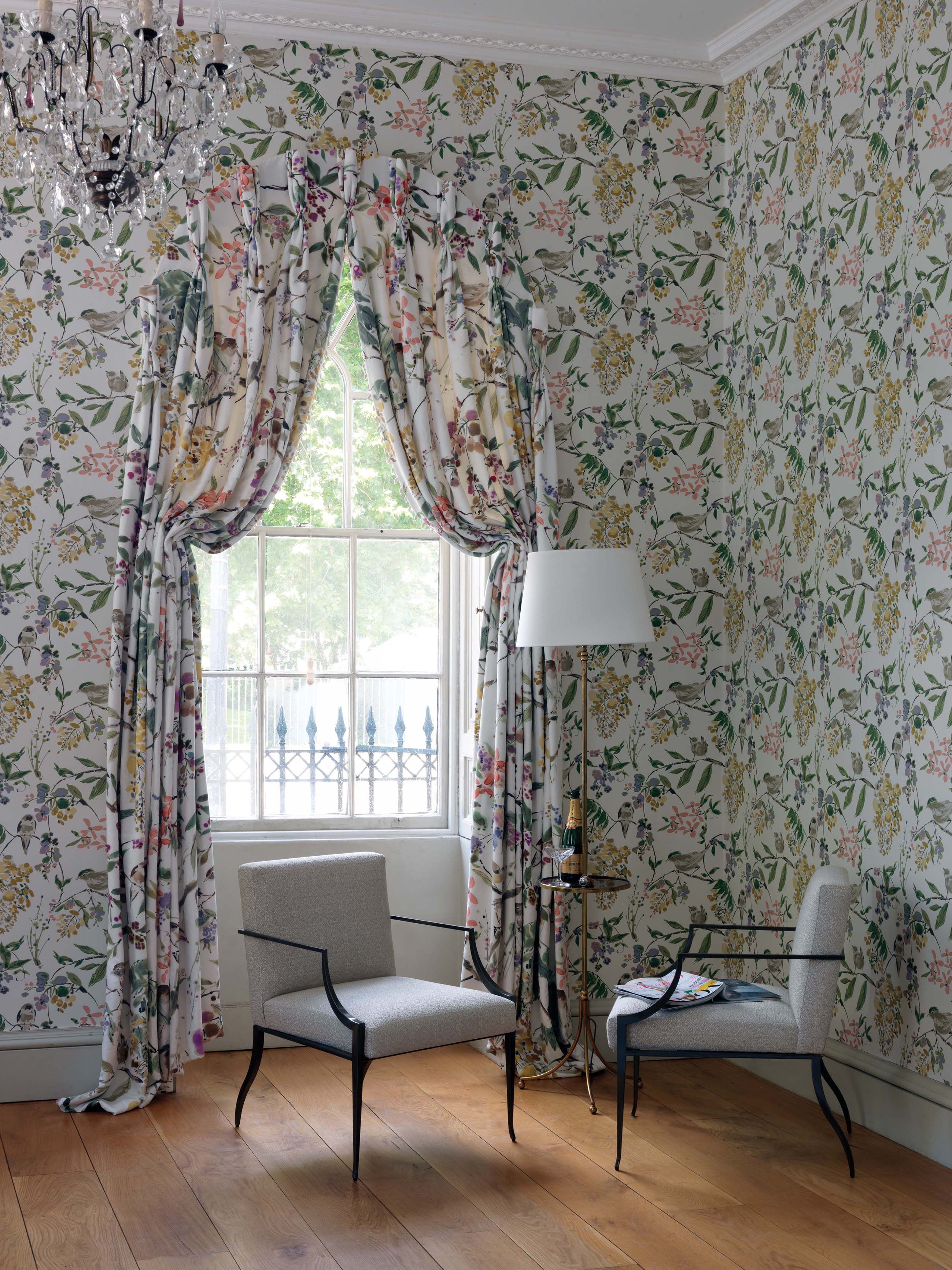matching wallpaper and curtains,curtain,interior design,window treatment,room,property