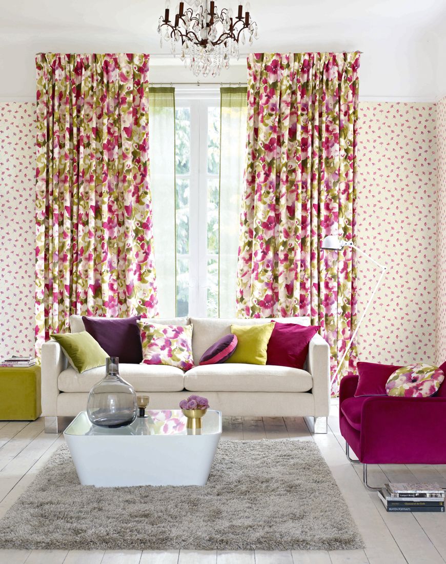 matching wallpaper and curtains,curtain,living room,interior design,room,furniture