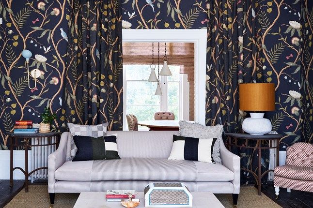matching wallpaper and curtains,living room,room,interior design,furniture,wall
