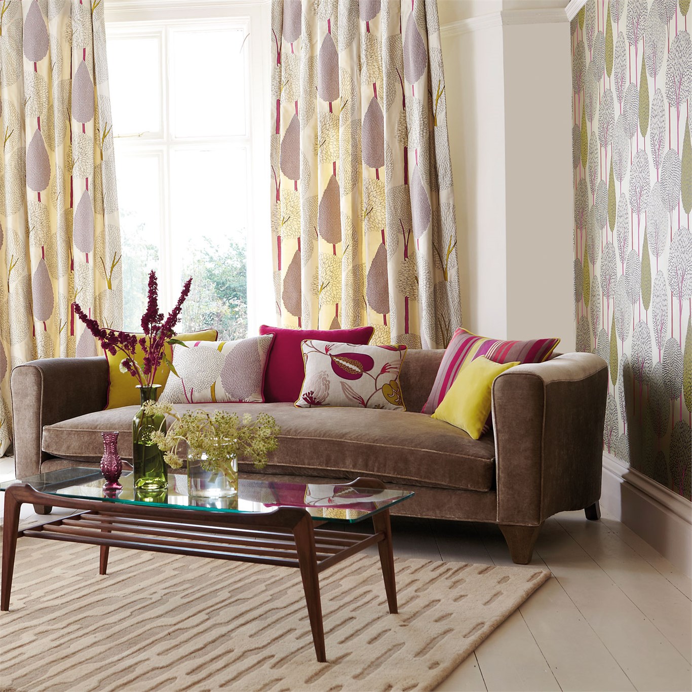 matching wallpaper and curtains,furniture,living room,curtain,interior