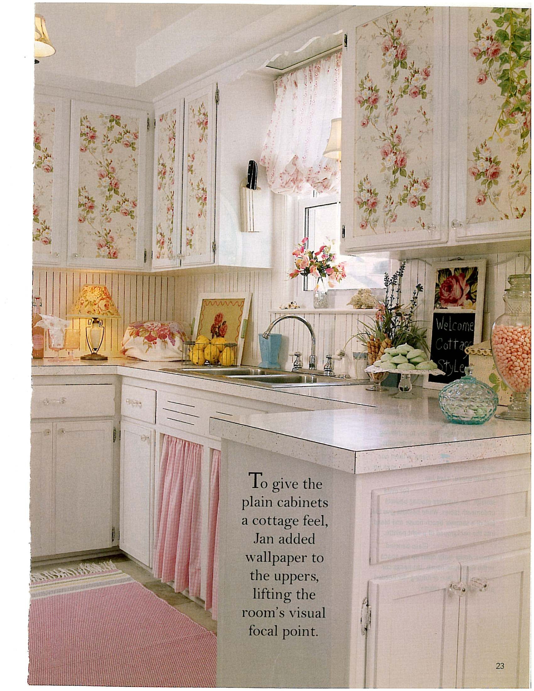 matching wallpaper and curtains,furniture,room,kitchen,cabinetry,pink