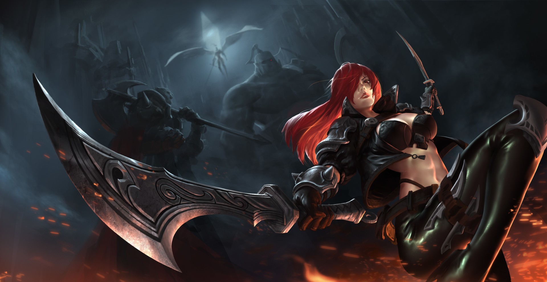 katarina wallpaper,action adventure game,cg artwork,pc game,demon,illustration