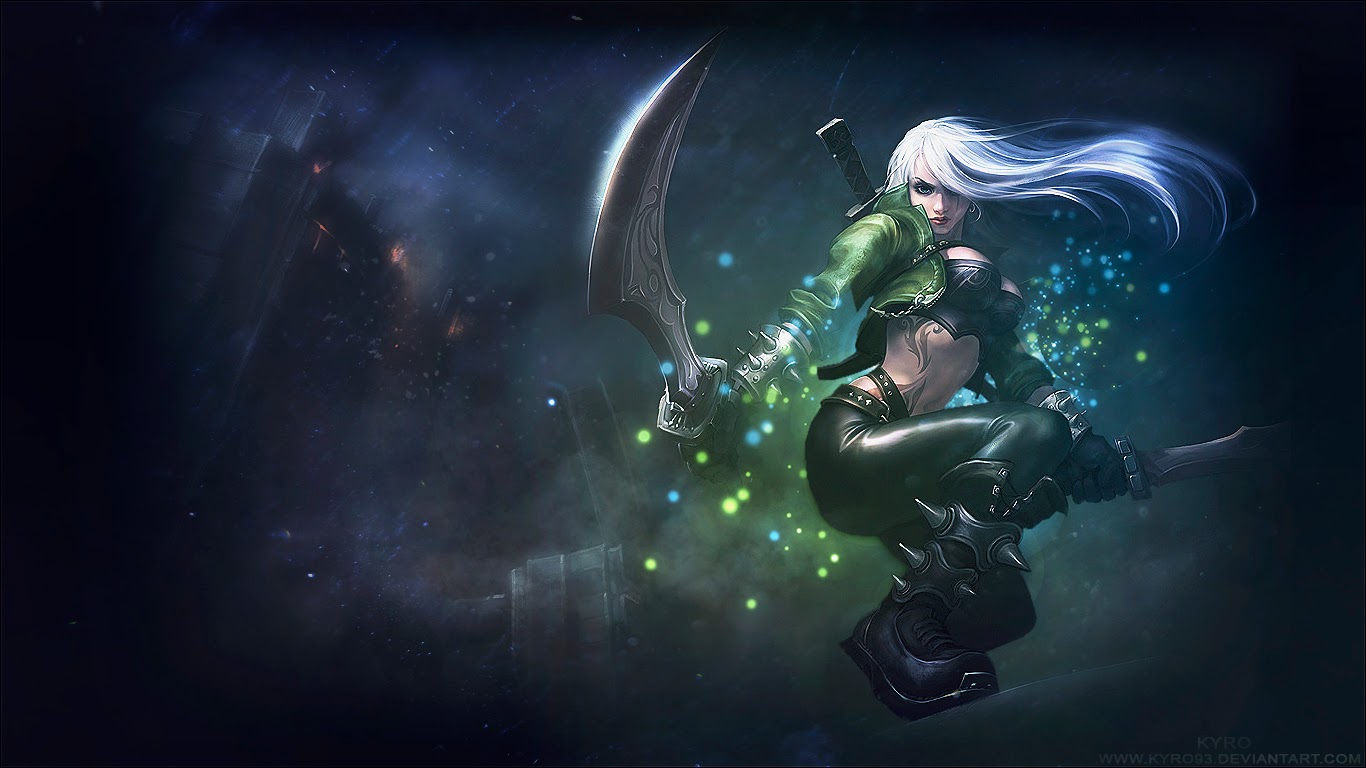 katarina wallpaper,cg artwork,fictional character,space,darkness,illustration