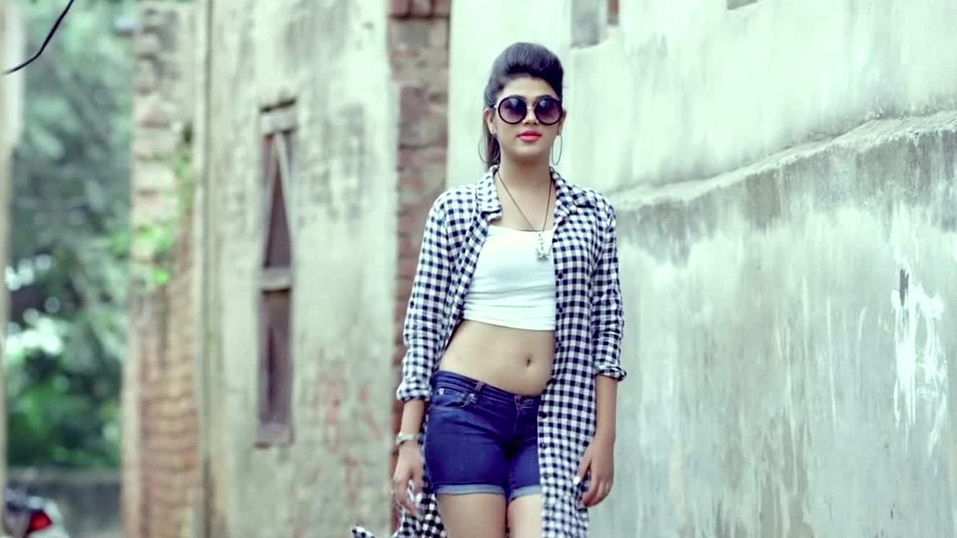 beautiful punjabi girl wallpaper,clothing,street fashion,eyewear,crop top,cool