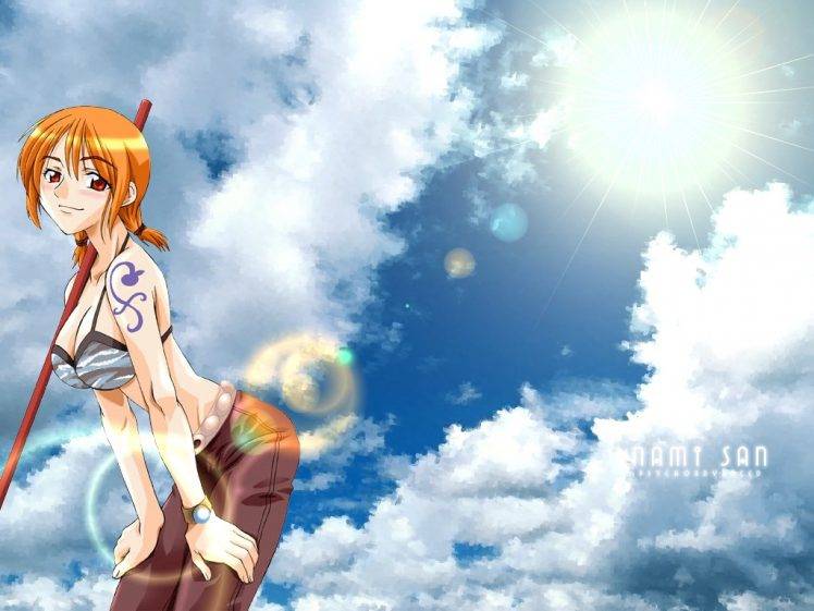 fond d'écran nami,ciel,dessin animé,anime,oeuvre de cg,nuage