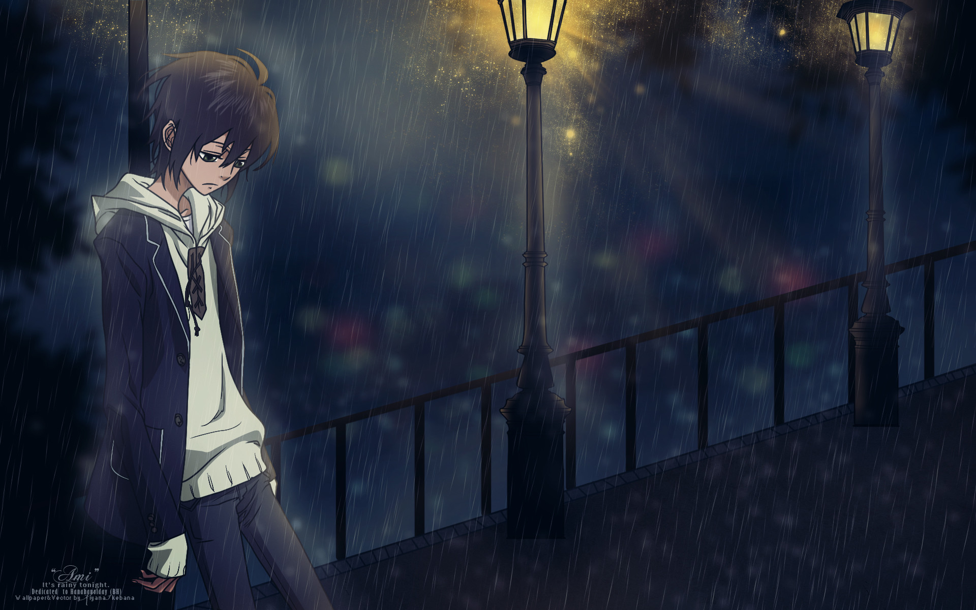 sad anime wallpaper,sky,anime,black hair,cg artwork,darkness