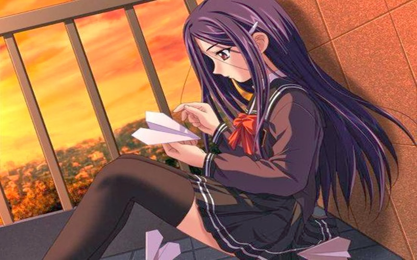 sad anime wallpaper,cartoon,anime,tights,cg artwork,long hair