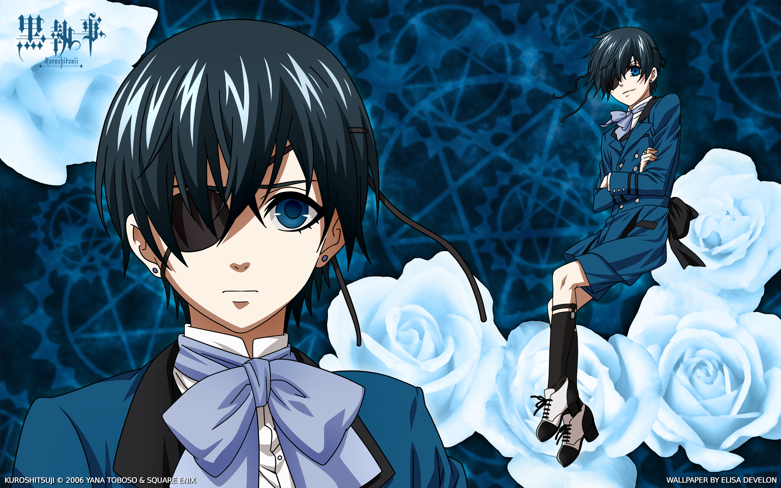 black butler wallpaper,cartoon,anime,black hair,cg artwork,sky