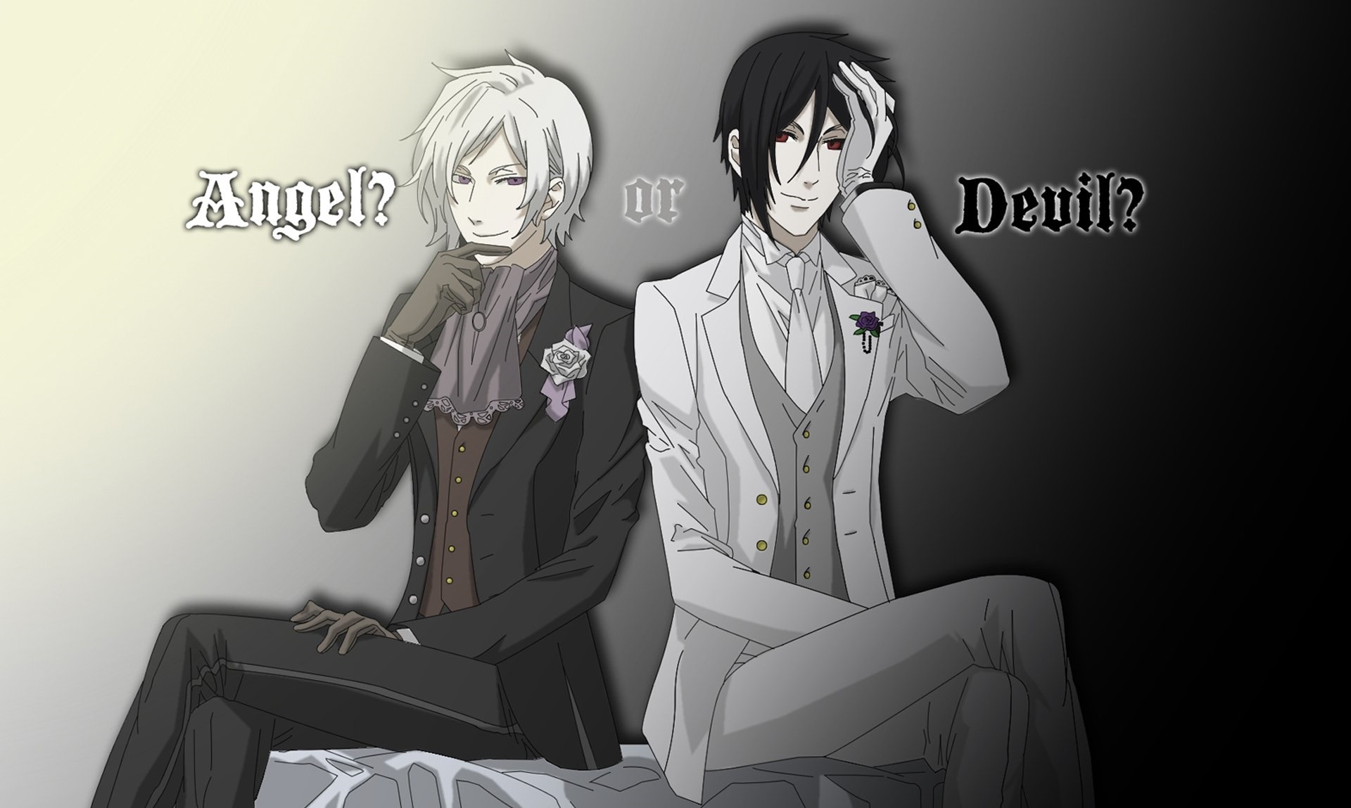 black butler wallpaper,cartoon,anime,sitting,illustration,fictional character