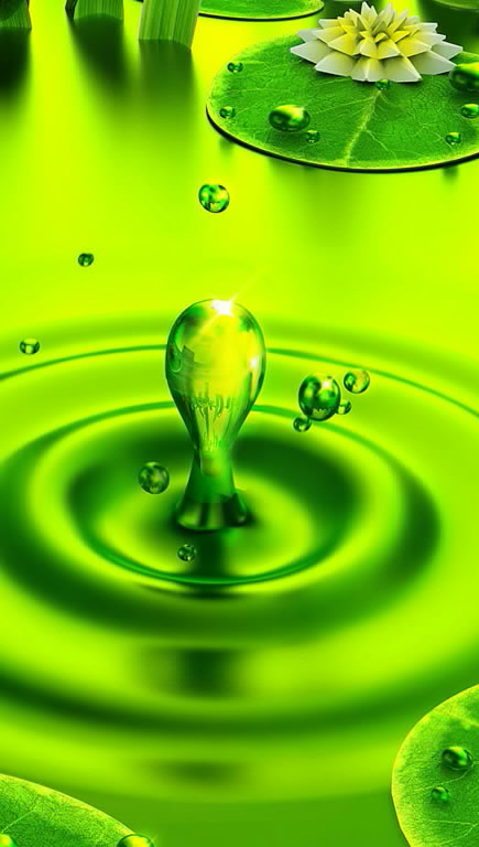 모바일 무료 다운로드를위한 3d hd 월페이퍼,초록,물,액체,하락,수자원