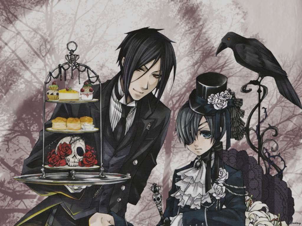 black butler wallpaper,illustration,anime,black hair,cartoon,blackbird