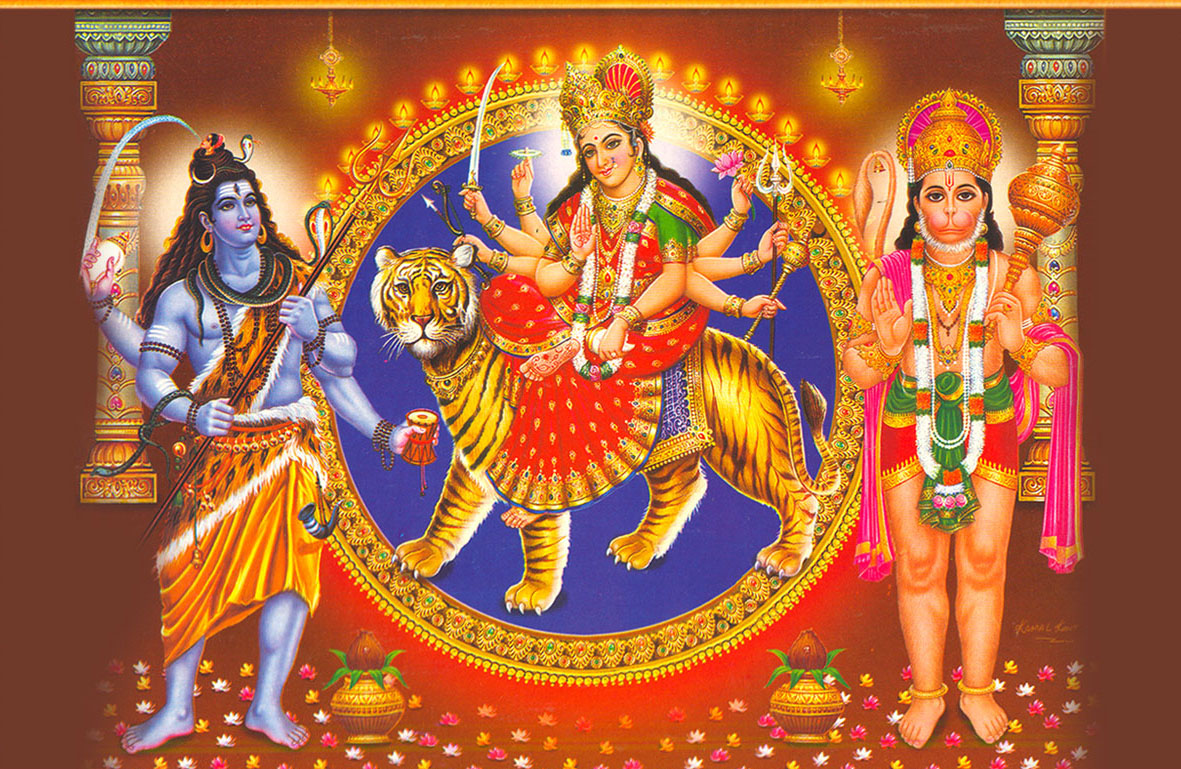 fond d'écran navratri hd,mythologie,art,temple hindou,illustration,la peinture