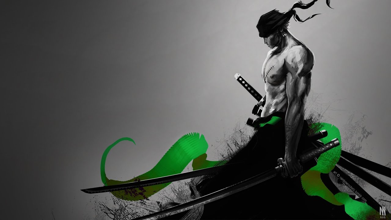 one piece zoro wallpaper,green,illustration,drawing,graphic design,fictional character