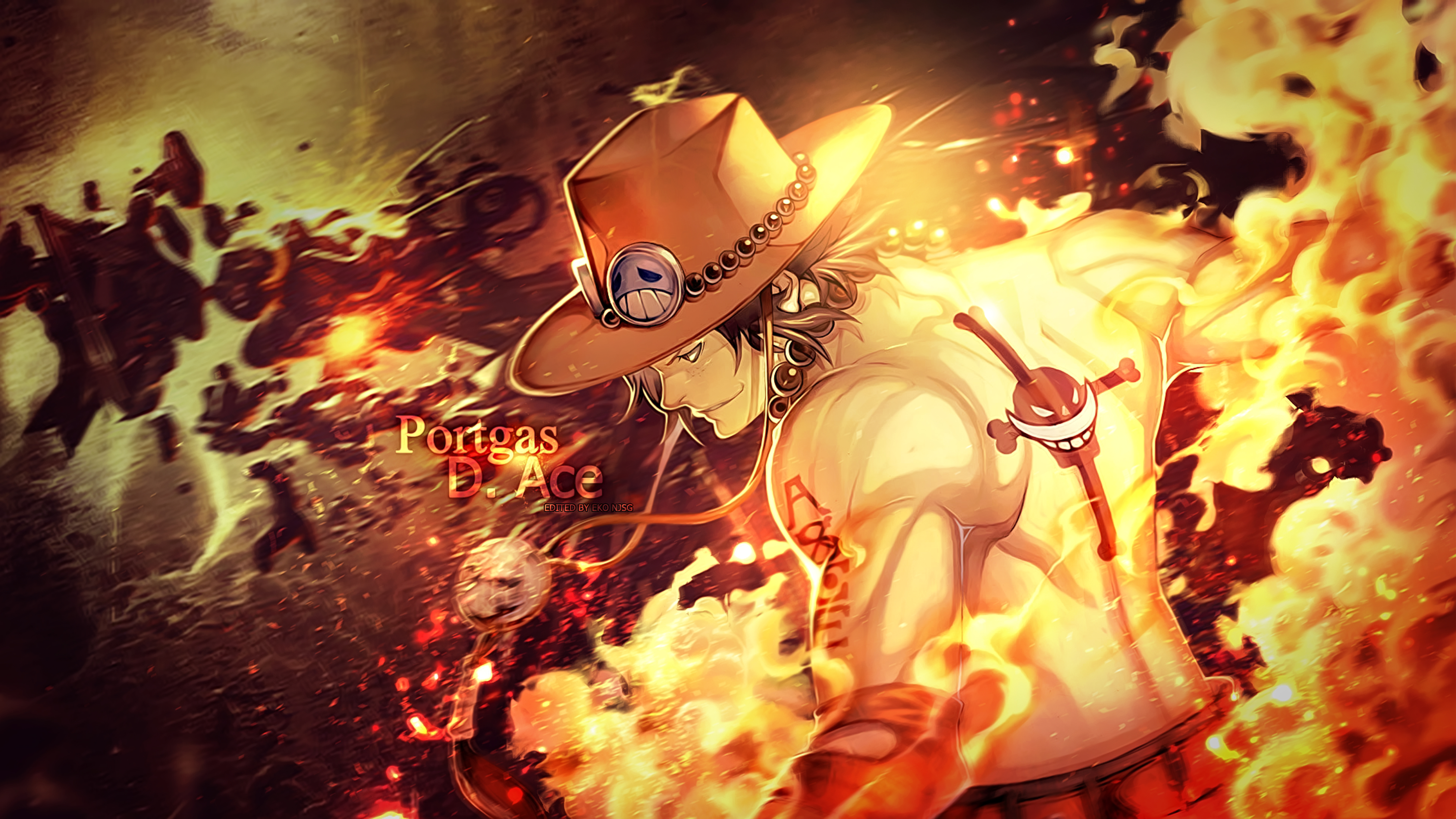 one piece ace wallpaper,cg artwork,illustration,fictional character,graphic design,anime