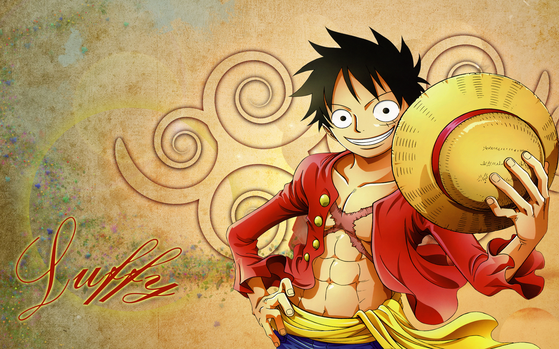 papel tapiz de una pieza luffy,dibujos animados,anime,ilustración,dibujos animados,cg artwork