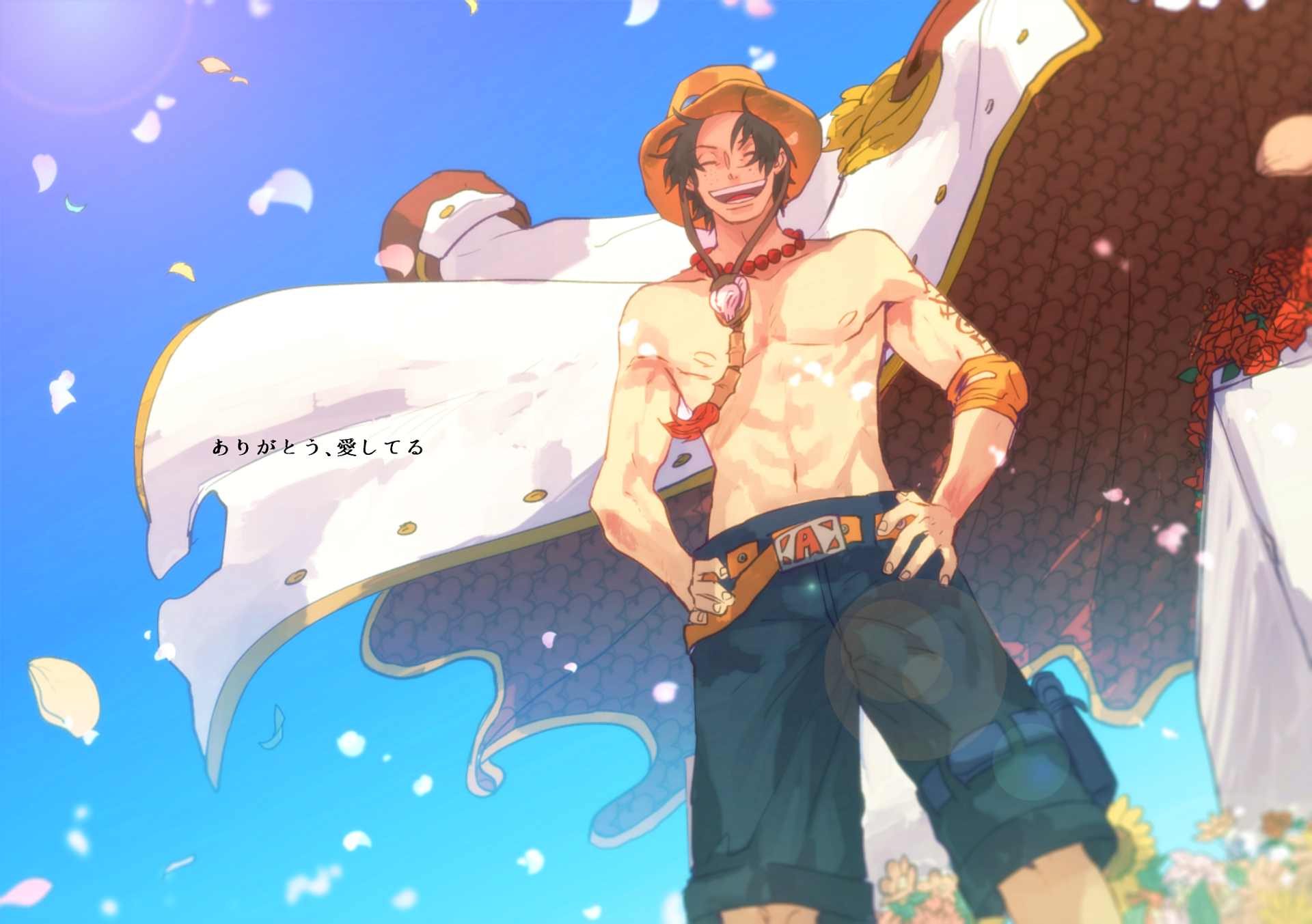 fond d'écran one piece ace,anime,dessin animé,oeuvre de cg,illustration,personnage fictif