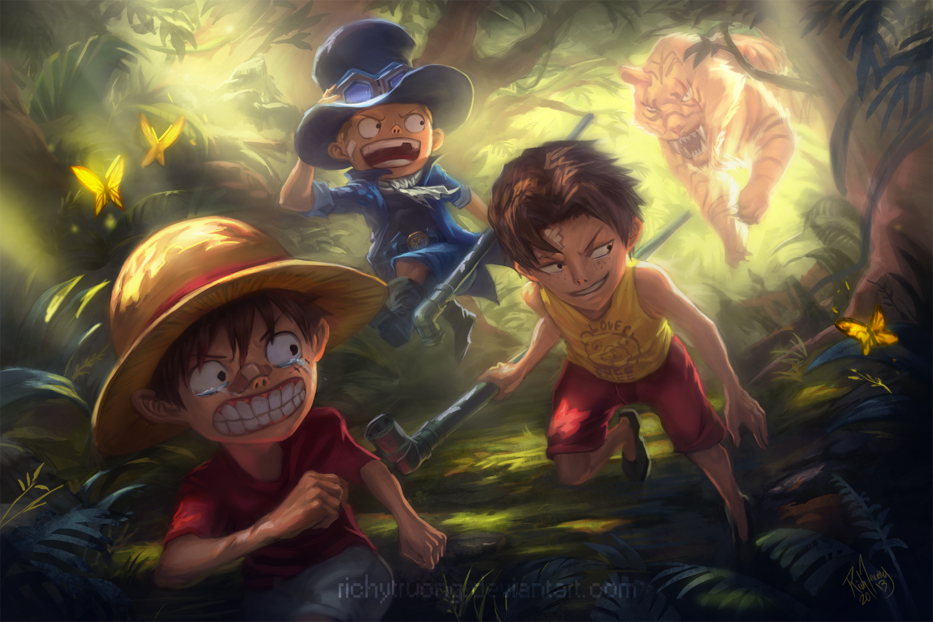 one piece ace wallpaper,illustration,art,adventure game,organism,fun