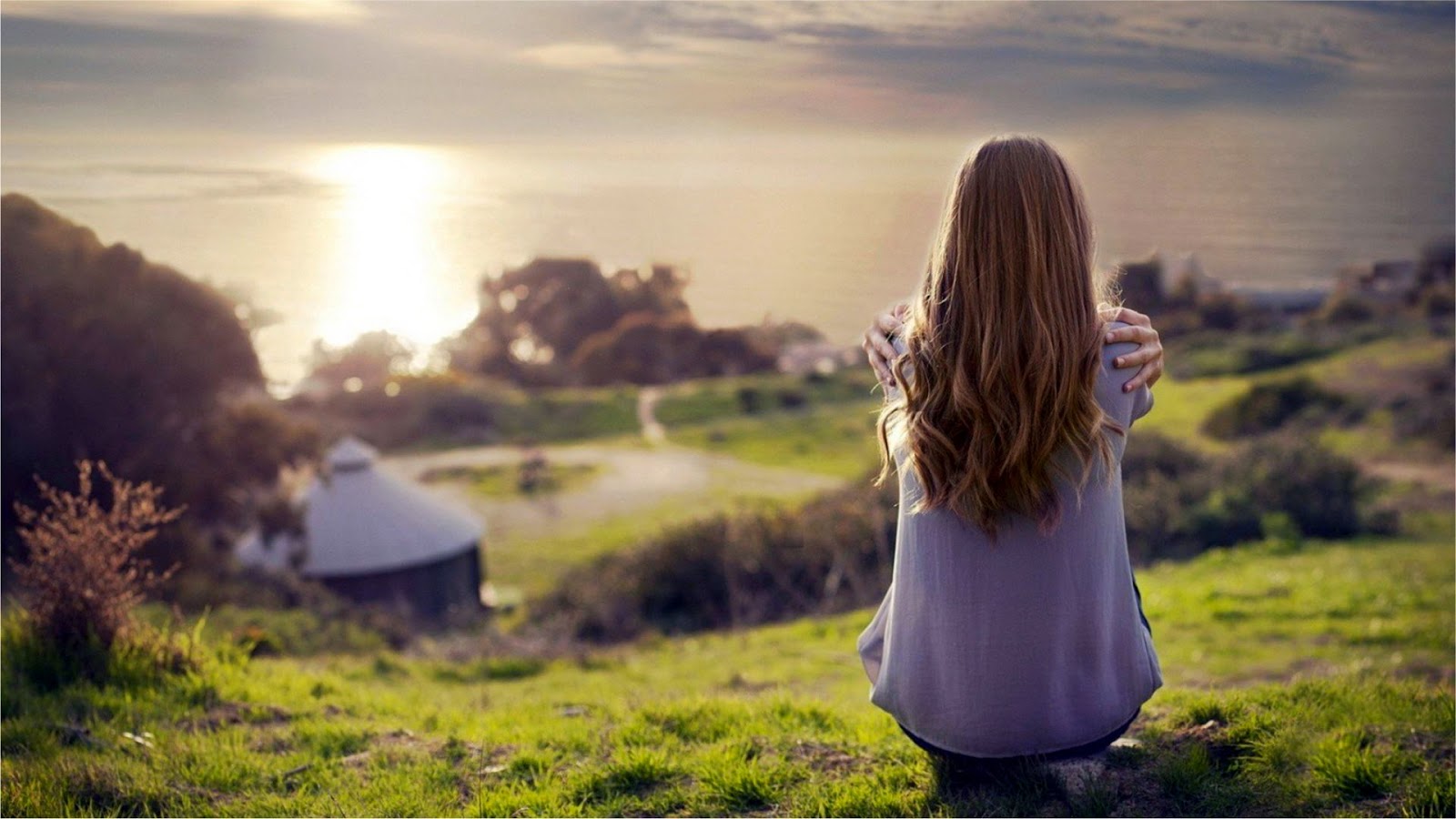 wallpaper foto sendiri,people in nature,sky,natural landscape,grass,beauty