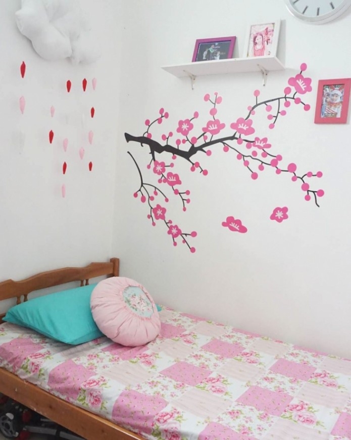 wallpaper foto sendiri,room,pink,bedroom,wall,furniture