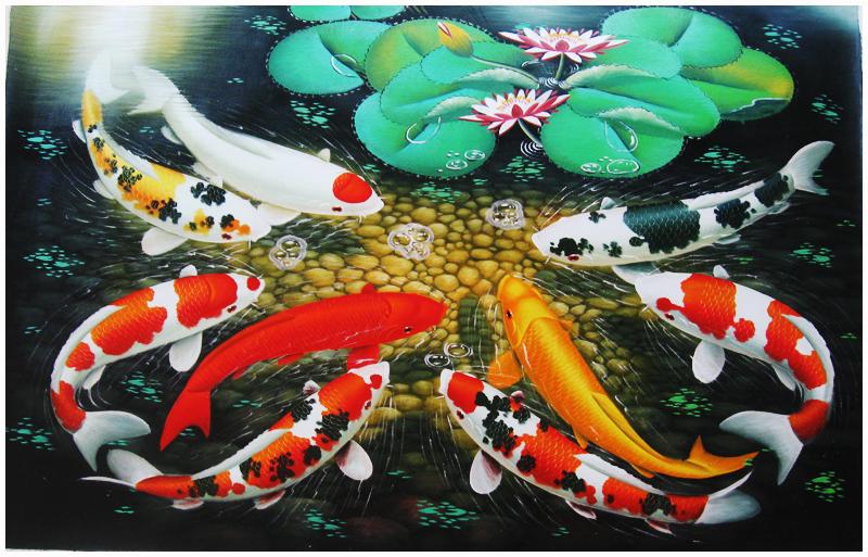 壁紙イカンコイ,恋,アート,ペインティング,魚のいる池,海洋生物学