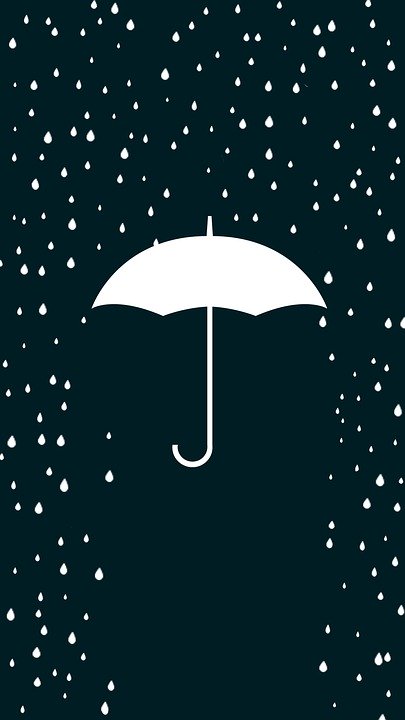 배경 후잔,우산,푸른,삽화,비,폰트