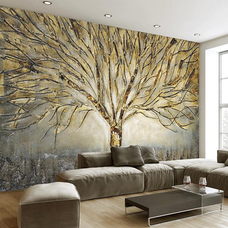 3d wallpaper design,wall,living room,room,tree,interior design