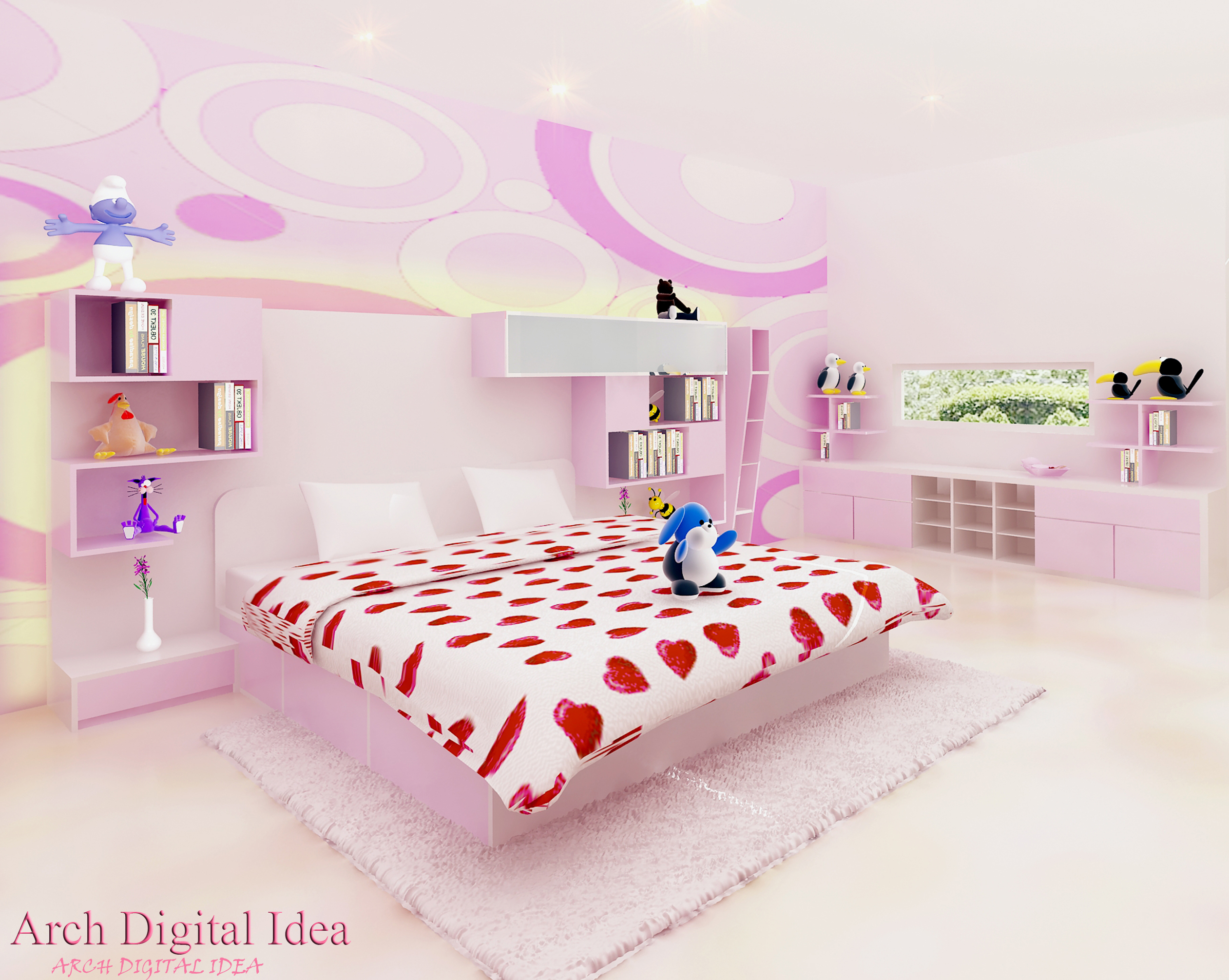 壁紙dinding kamar tidur romantis,寝室,ベッド,ピンク,ベッドシーツ,ルーム