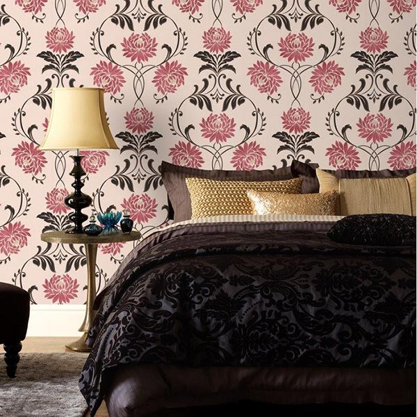 wallpaper dinding kamar tidur romantis,pink,wallpaper,room,wall,interior design