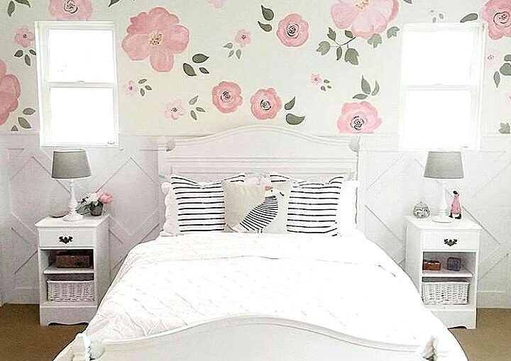 wallpaper dinding kamar tidur romantis,bedroom,white,furniture,bed,room