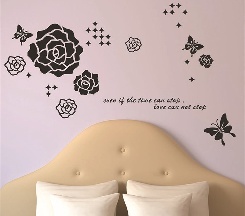 wallpaper dinding kamar tidur romantis,wall,wall sticker,wallpaper,font,sticker