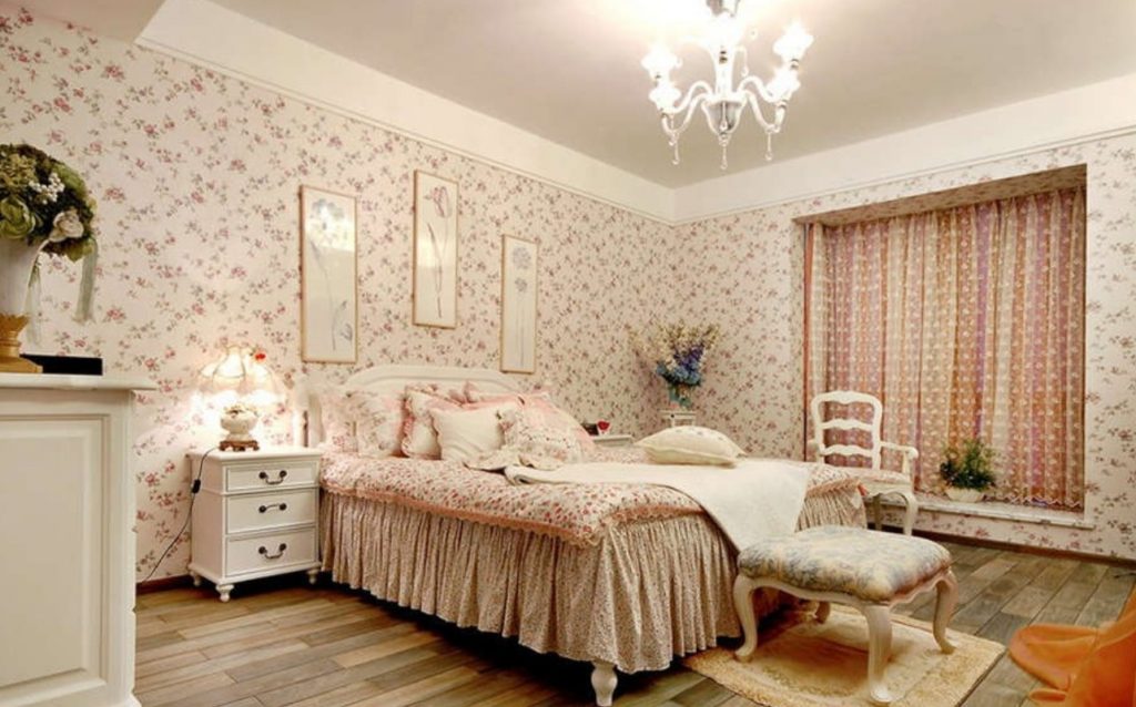 wallpaper dinding kamar tidur romantis,bedroom,room,furniture,bed,interior design