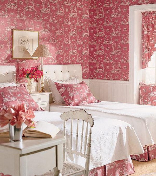 壁紙dinding kamar tidur romantis,ピンク,ベッド,家具,寝室,ルーム