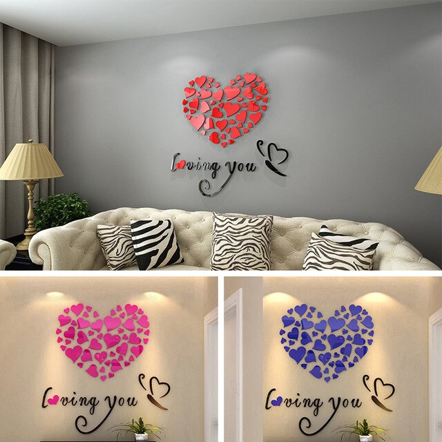 wallpaper dinding kamar tidur romantis,room,font,wall sticker,heart,interior design