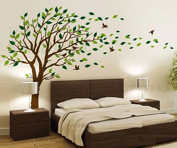 carta da parati dinding kamar tidur romantis,parete,camera,mobilia,albero,letto